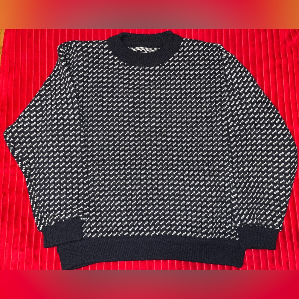 Vintage L.L Bean men’s wool Birds Eye Norway fisherman sweater 
Size large